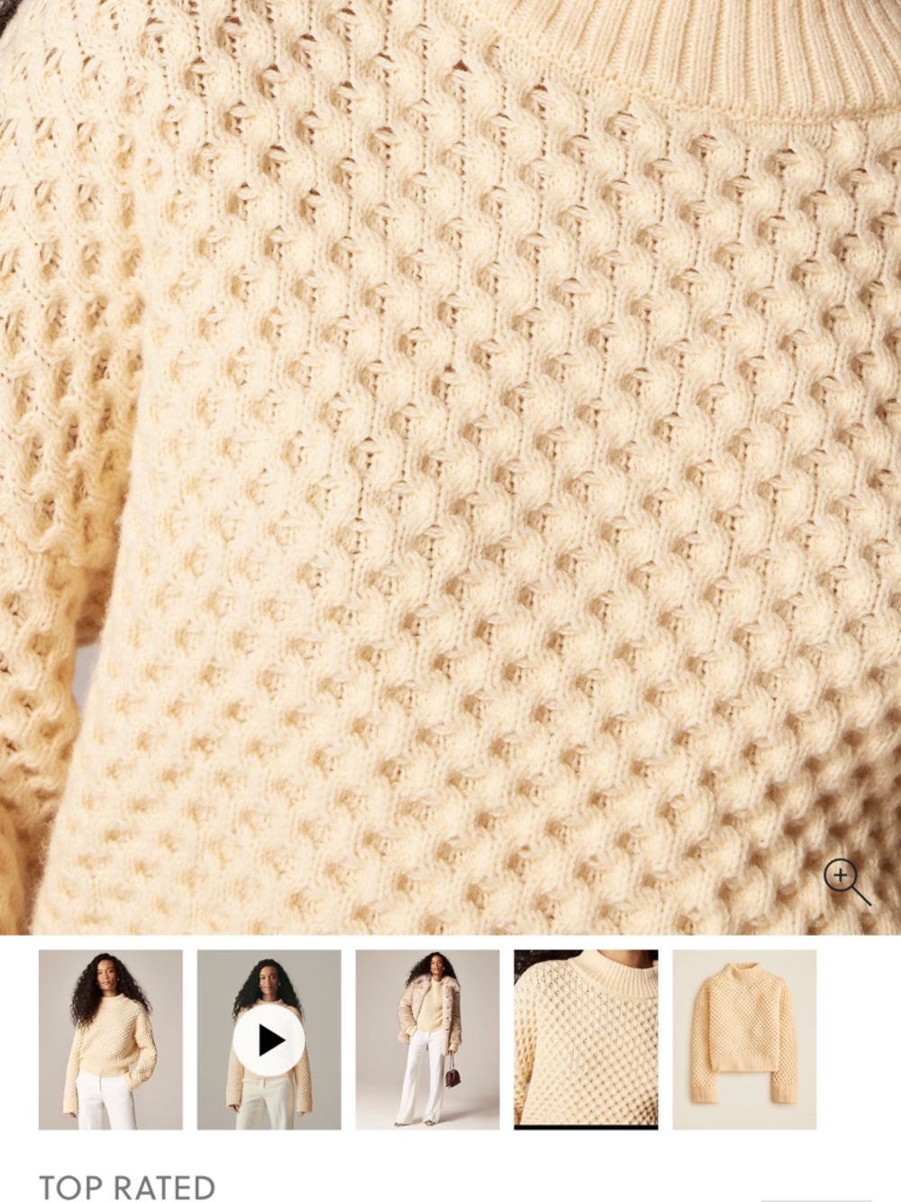 J. Crew Honeycomb Mock Neck Sweater - Cream - Picture 2 of 7